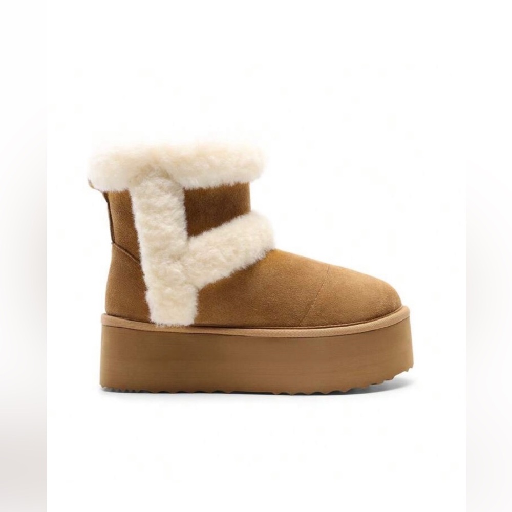 UGG Tan Shearling Platform Boots